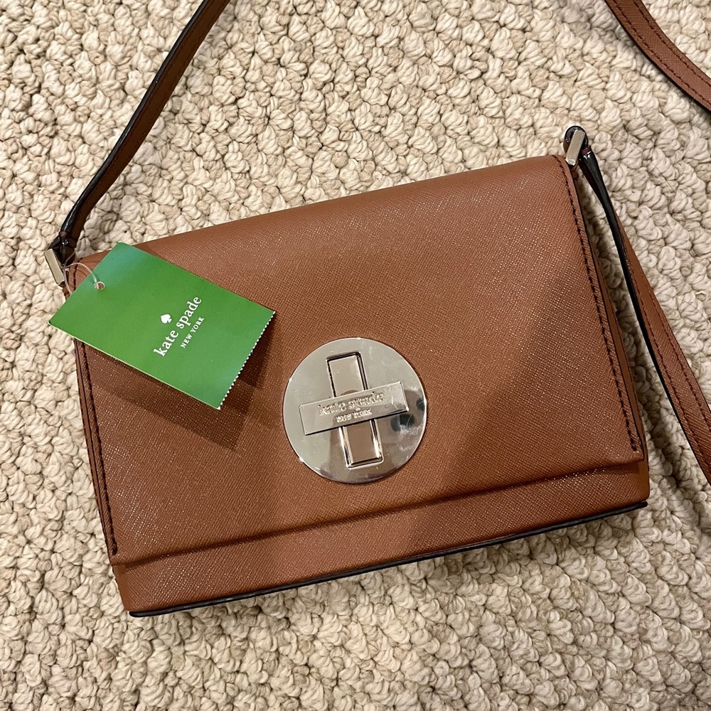 Kate Spade Sally Newburry Lane Brown Leather Crossbody Bag
